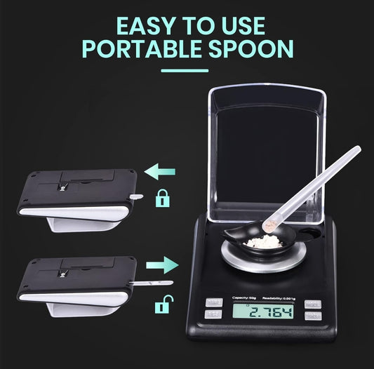 Digitalna precizna tehtnica 0.001 g / 50 g – z LCD zaslonom in dodatki