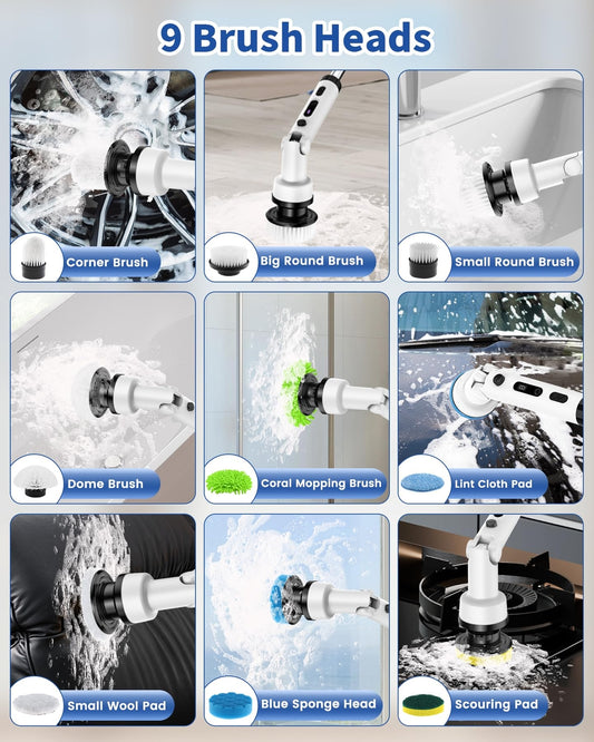 🧽 TEMOLA električna čistilna krtača z 9 nastavki