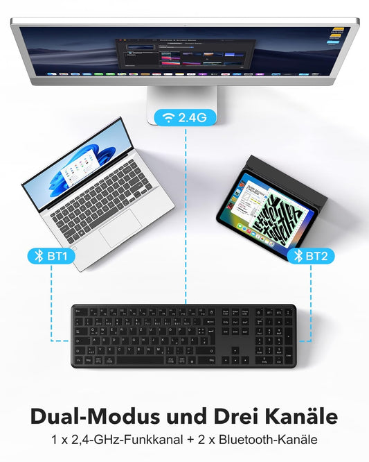 Brezžična tipkovnica Bluetooth + 2,4 GHz