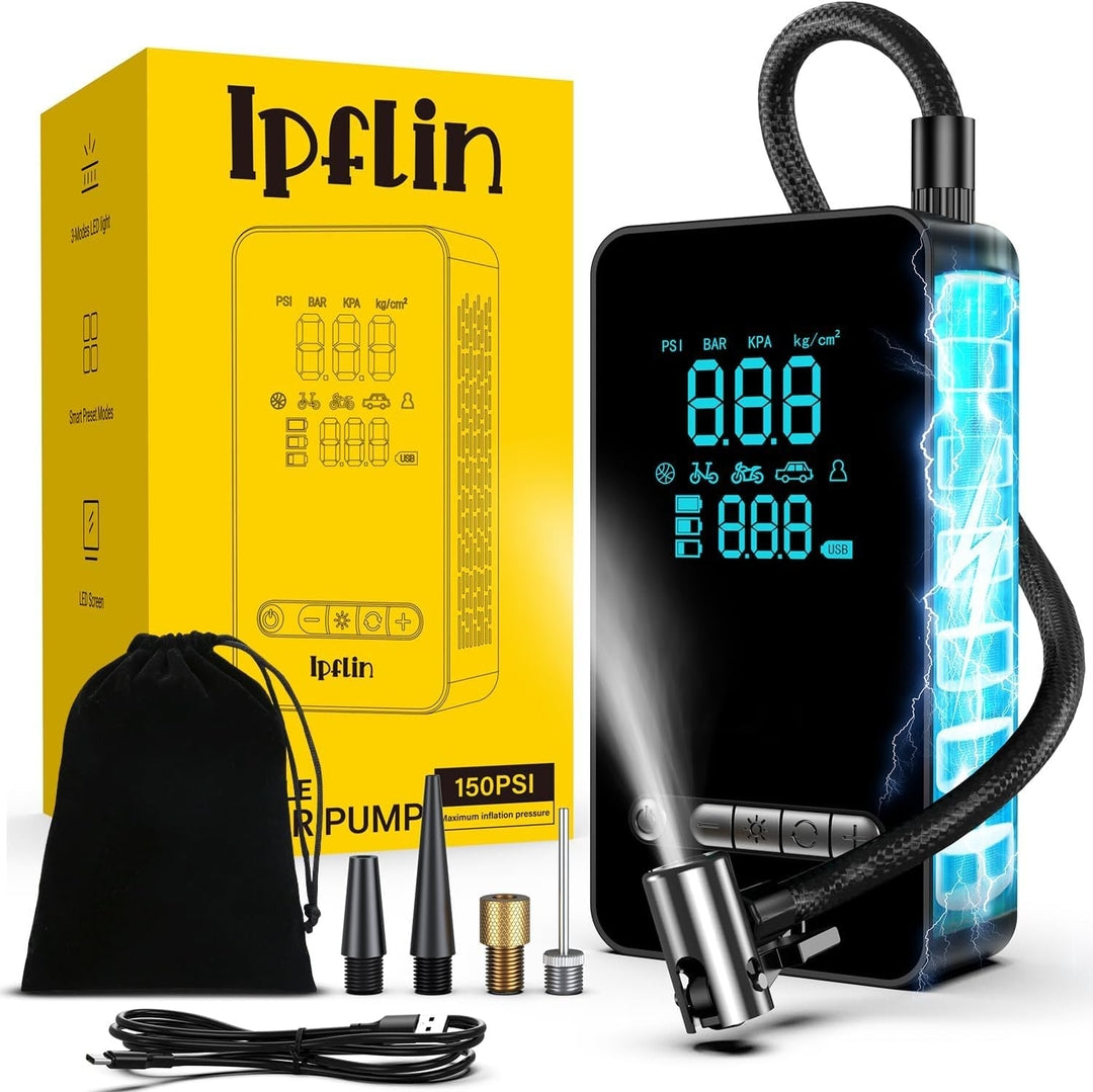 ⚡ IPFLIN prenosni električni kompresor 150PSI 6000mAh