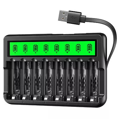 🔋 Pametni polnilec EBL + 8×3000mah baterije – LCD zaslon, USB napajanje