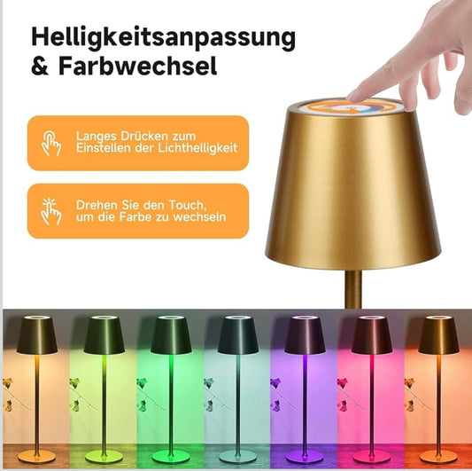 💡2x WUYOR LED brezžična namizna svetilka, 3000K + RGB, USB-C, 5500 mAh