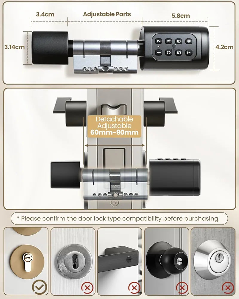 AceMining Smart Cylinder smart lock – fingerprint / PIN / card / app