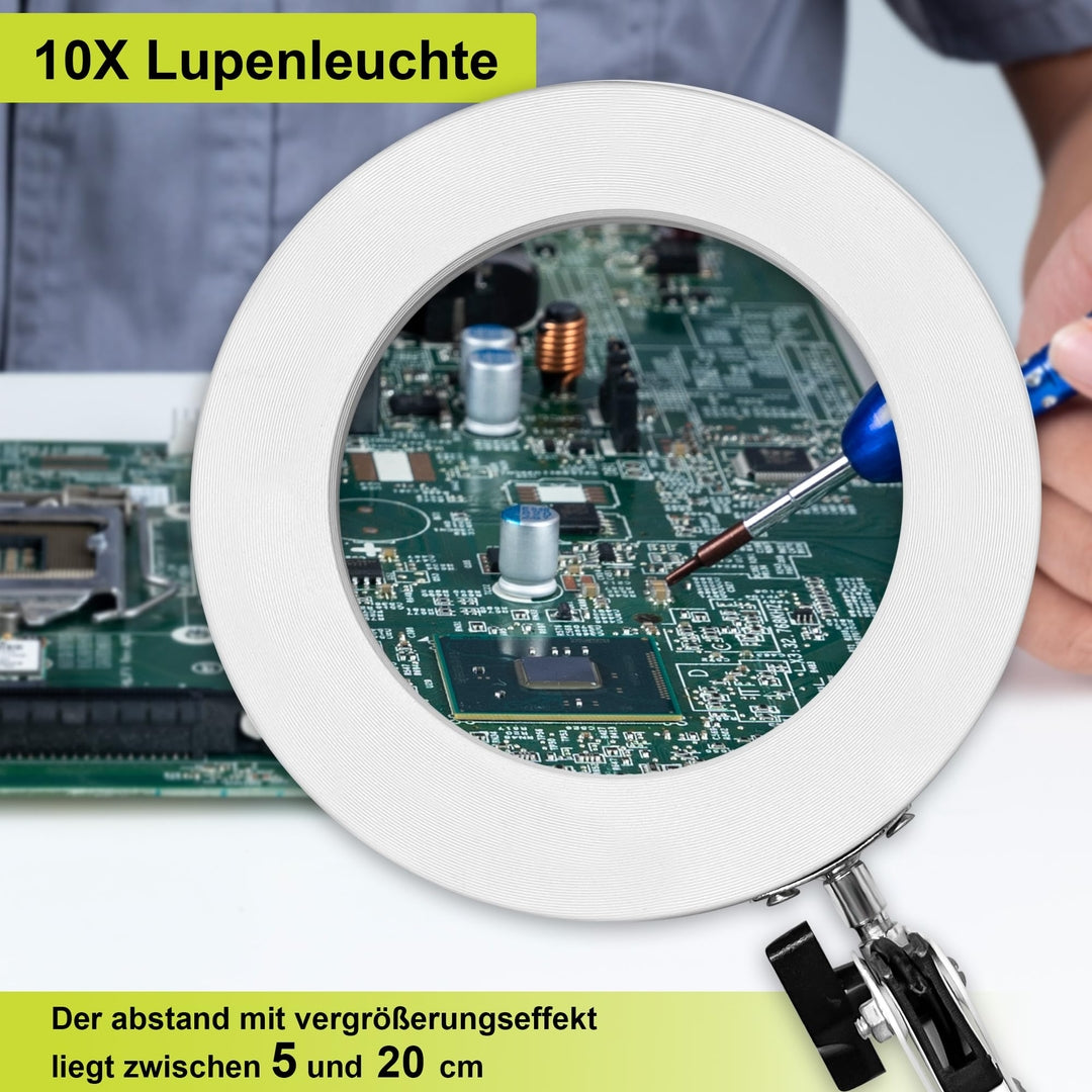 💡LED namizna lupa X10 z lučko, 3 barve, 10 stopenj svetlosti, USB