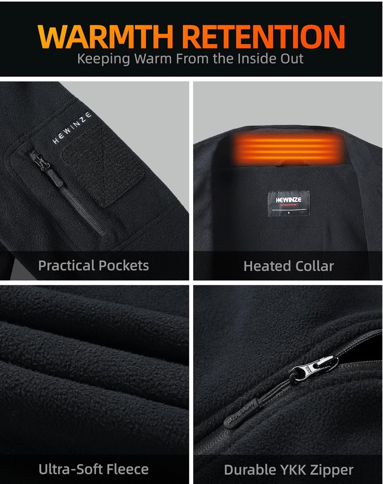 Grelni flis jopič Hewinze z baterijo 7,4V - velikost L