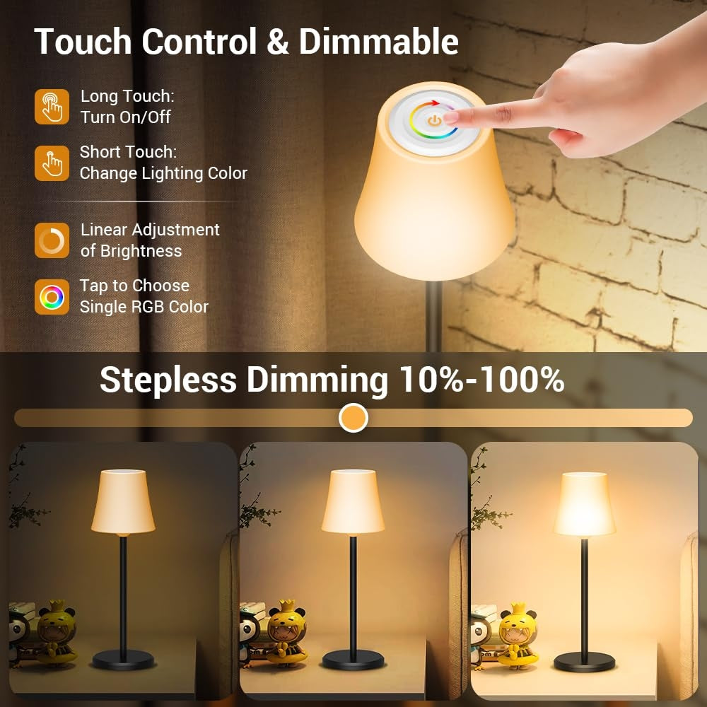 💡 AINOSTONE LED namizna svetilka (2 kosa) – USB-C, RGB, IP54