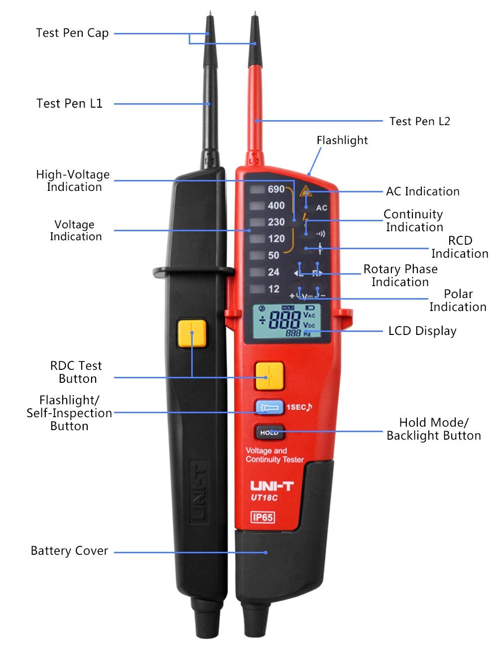 🔌 UNI-T UT18C digitalni tester napetosti