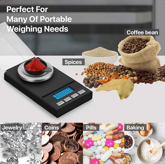 Digitalna precizna tehtnica 0.001 g / 50 g – z LCD zaslonom in dodatki