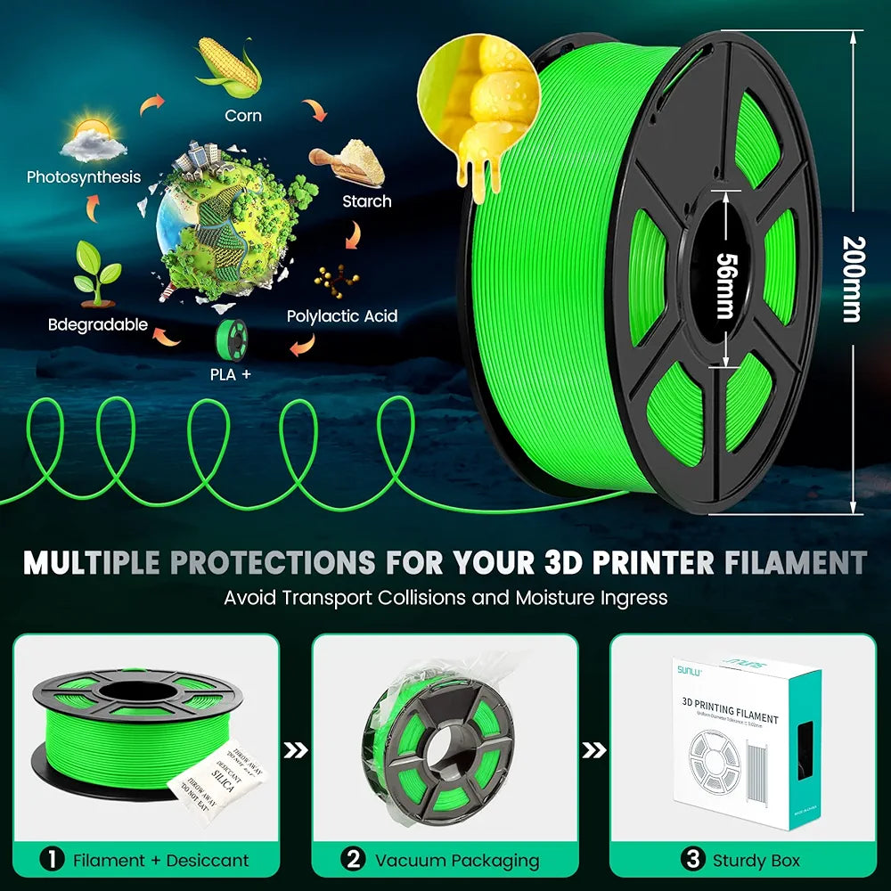 🧵 SUNLU PLA+ filament - 1.75 mm, srebrna, 1kg