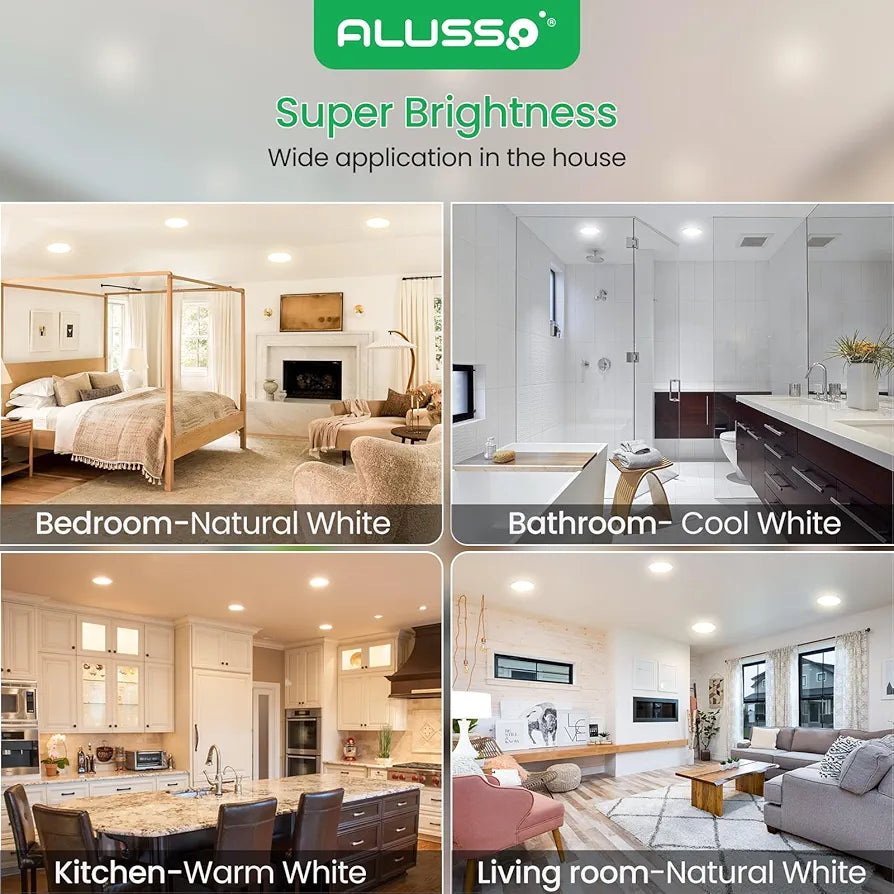 💡6x Alusso LED recessed light 4W (78mm) – white/black/nickel