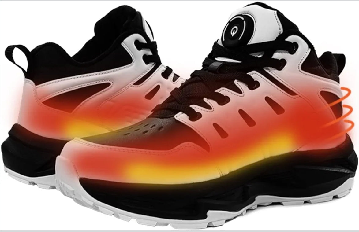 JINPURGON ogrevani zimski pohodni čevlji – vgrajena baterija, polnjenje USB (črni, beli, črni & beli)