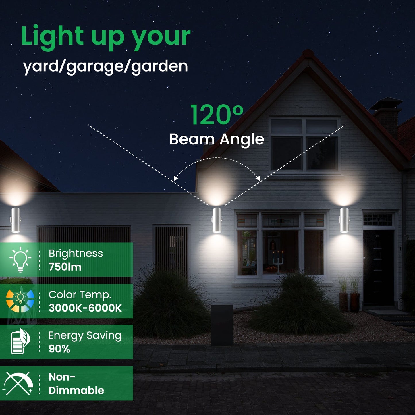 💡 ALUSSO zunanja LED stenska svetilka – 8W, 3000K-6500K, 750 lm, IP65, srebrna