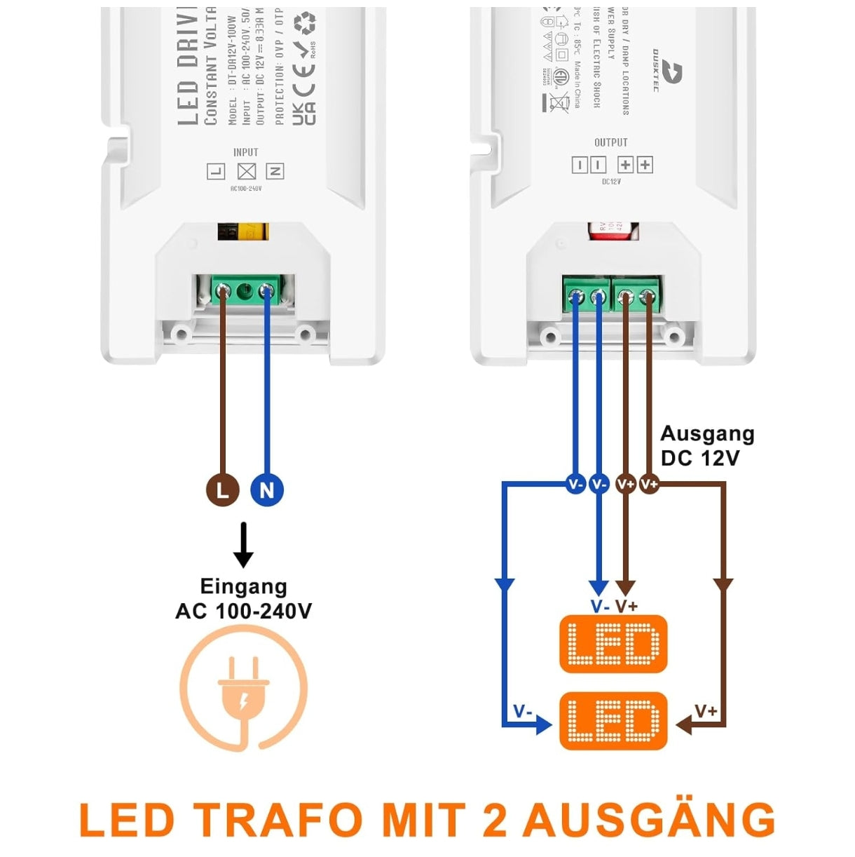 ⚡ DUSKTEC LED napajalnik 12V, 100W, IP20 – ultra tanek