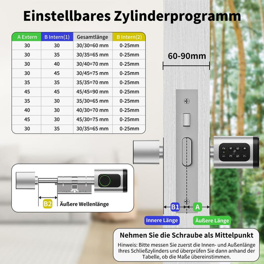 iCARE pametna elektronska ključavnica s prstnim odtisom, koda, NFC, 60mm-90mm