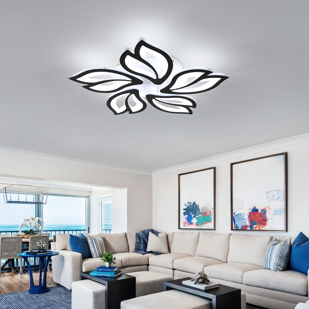 💡 LED stropna svetilka 45W črna – moderna oblika listov