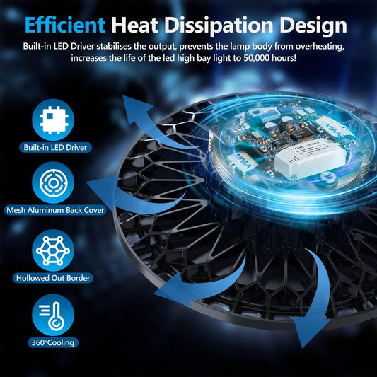 Komplet 2x LED stropna svetilka za delavnico 100W, 10000LM, IP65 - naklikaj.si