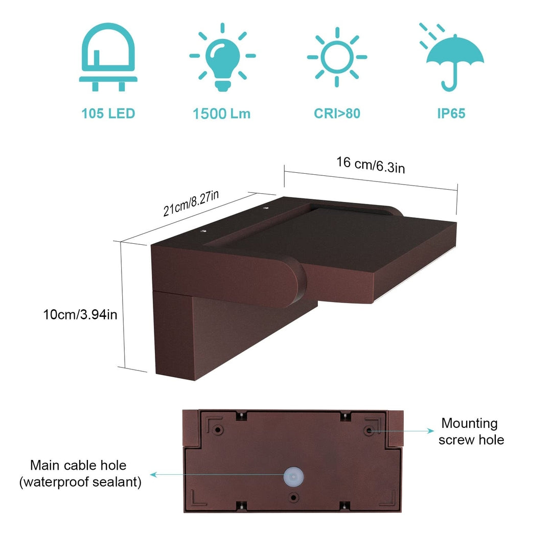 💡KLIGHTEN LED zunanja/ notranja stenska svetilka 24W, 3000K, IP65 – bronasta