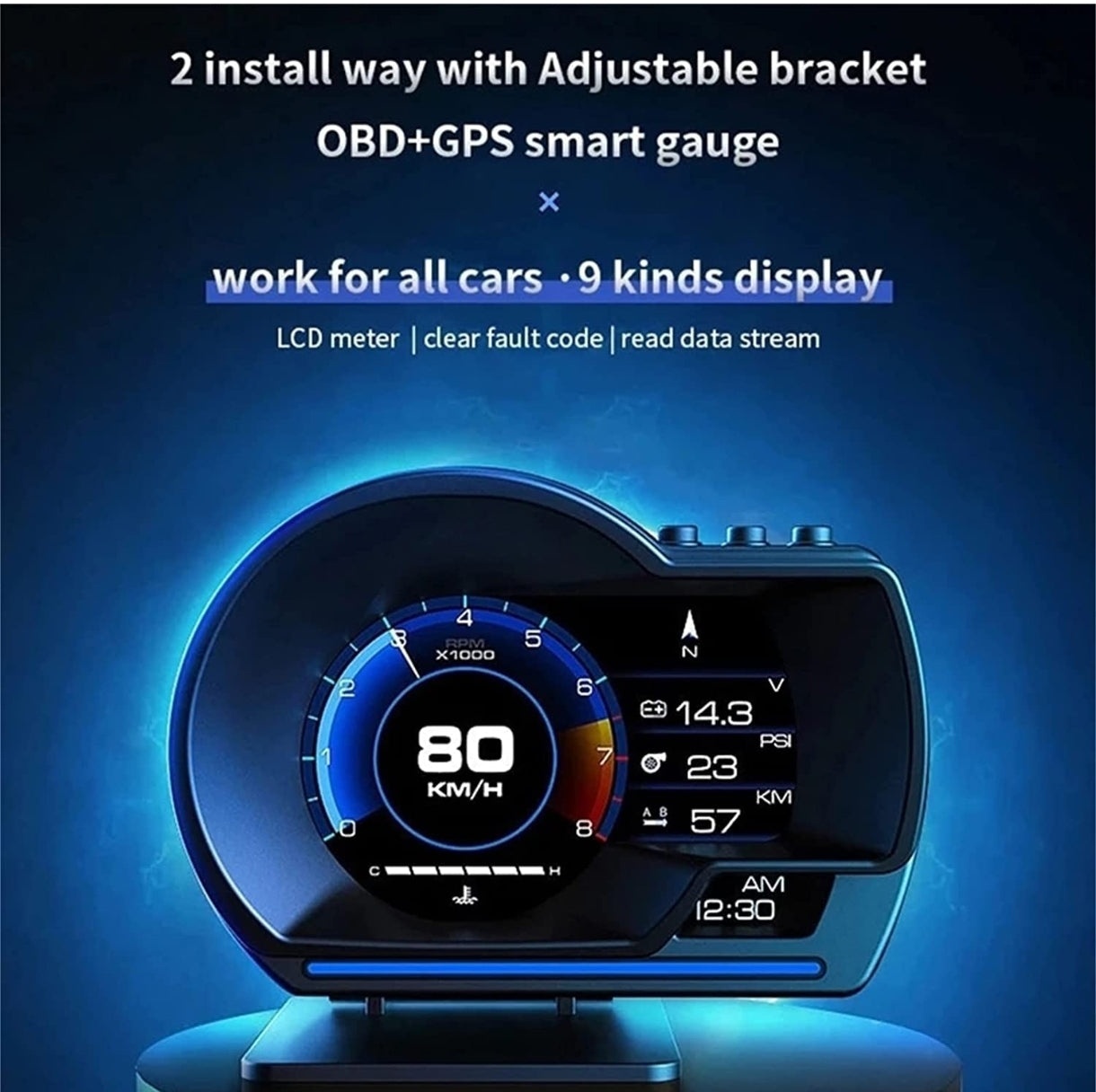 🚗 OBD2 + GPS pametni zaslon za avto – večfunkcijski HUD merilnik