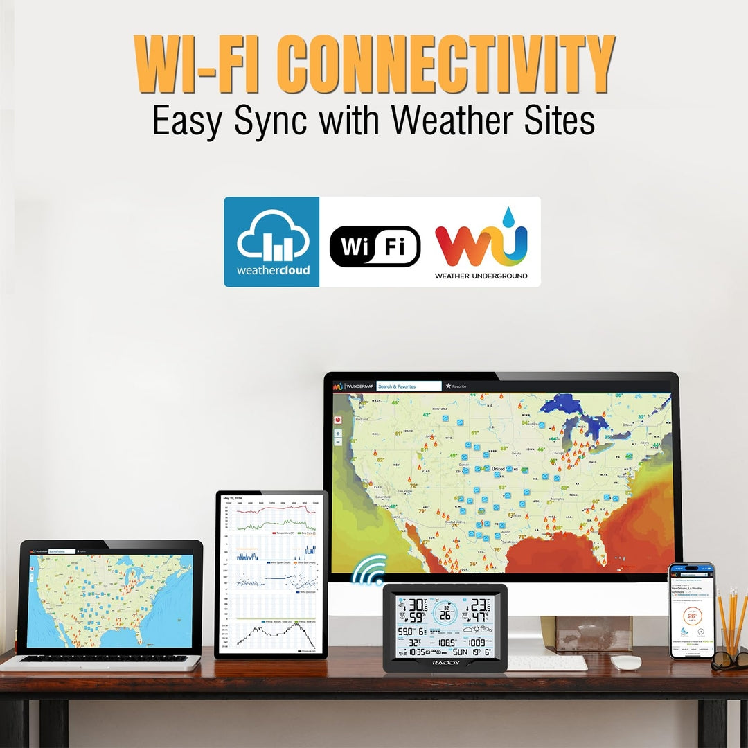 🌦️ Raddy MN6 Wi-Fi vremenska postaja – 15v1