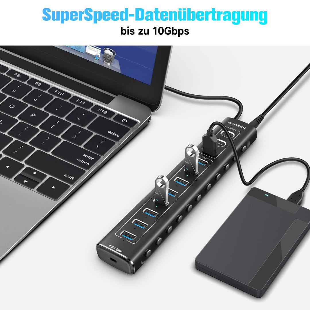 🚀 USB razdelilec 11-v-1 USB-C 3.2 Hub z napajalnikom 60W