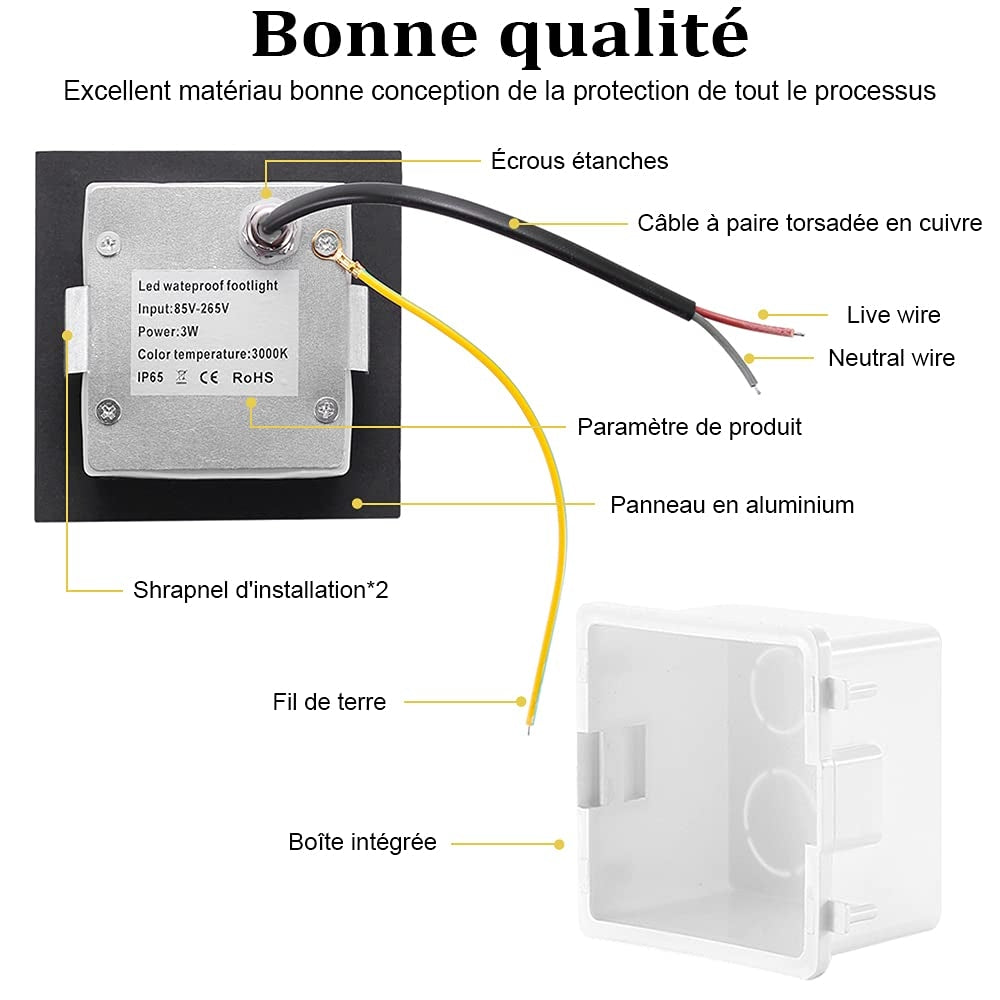 💡 4x vgradne LED stopniščne luči 3W – IP65, aluminij, antracit
