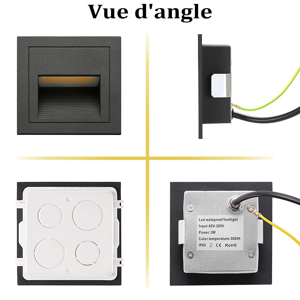 💡 4x vgradne LED stopniščne luči 3W – IP65, aluminij, antracit