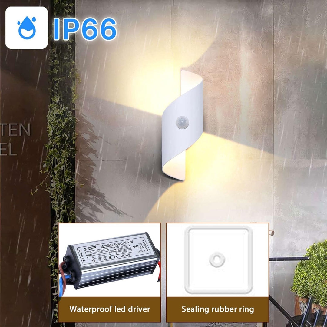 💡 LIGHTESS outdoor LED wall lamp 12W with motion sensor - white, IP66, 3000K, aluminum