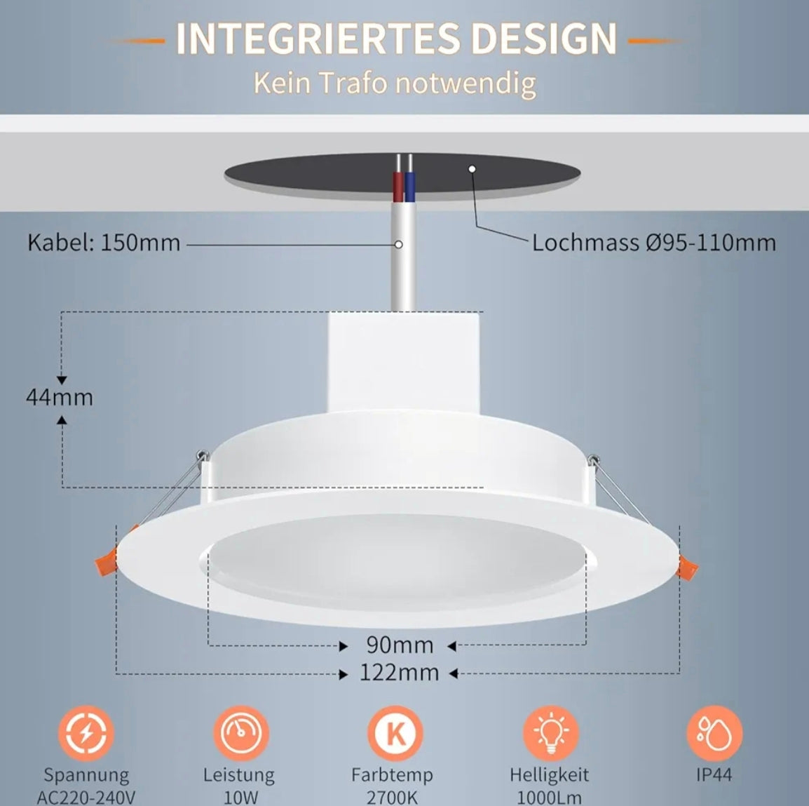 💡4x Dusktec RGB+Warm white+Alexa LED smart recessed light 10W (122mm) – white
