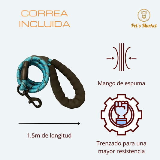 🐾 Nastavljiva oprsnica za pse z vrvico – velikost M