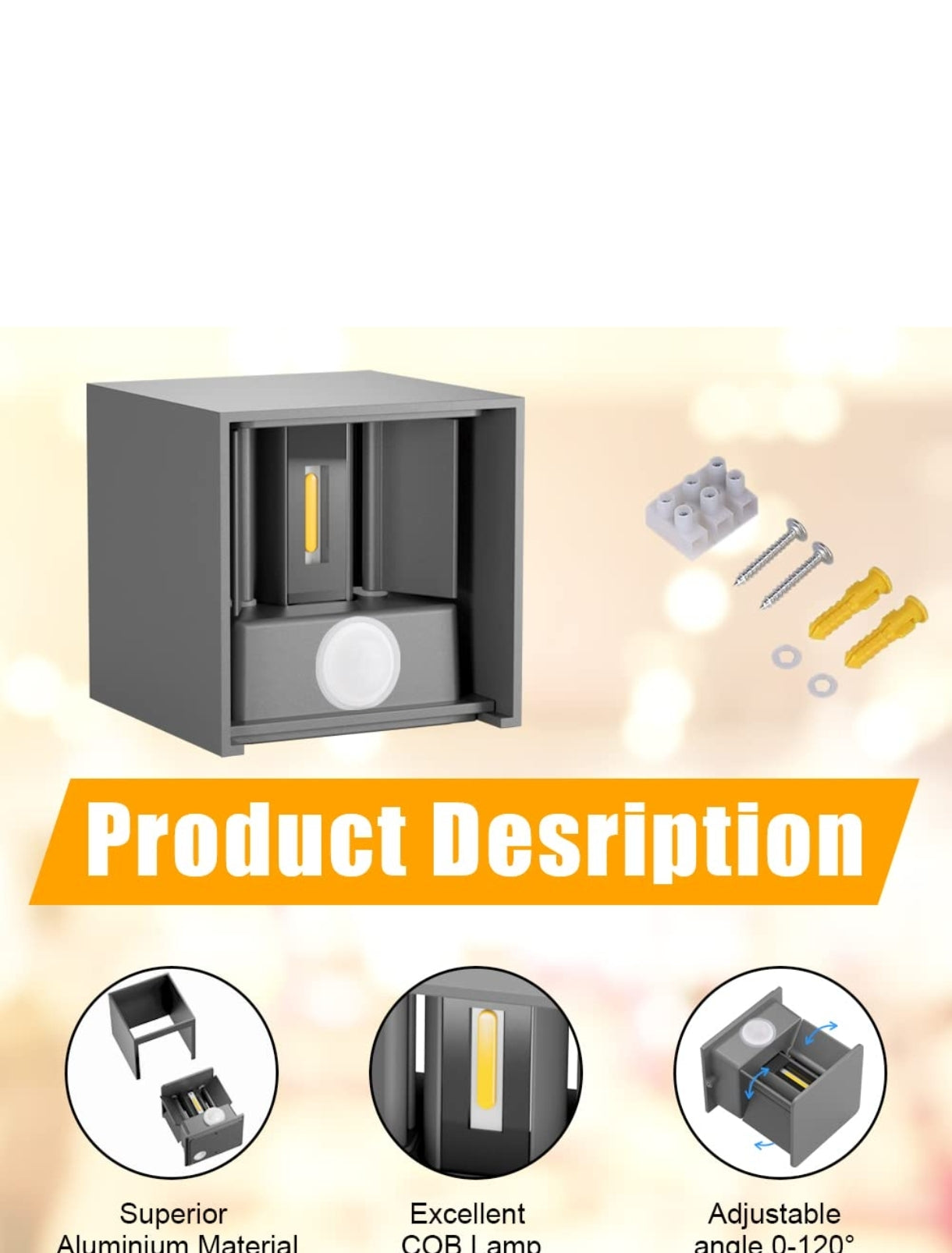 💡 Komplet 2x KLIGHTEN zunanja LED stenska svetilka 12W s senzorjem gibanja – siva, nastavljiv kot snopa, IP65, 3000K, aluminij