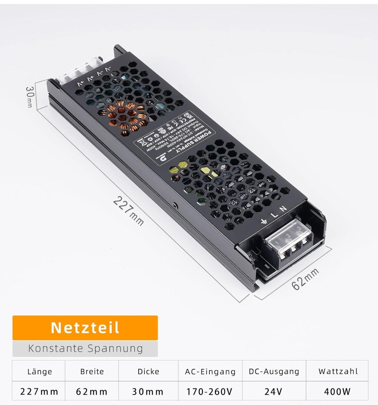 ⚡ DUSKTEC LED napajalnik 24V, 400W, IP20