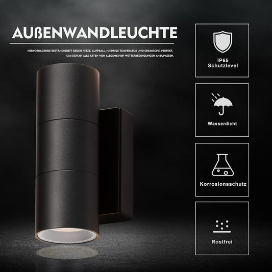 💡 CELAVY LED zunanja stenska svetilka – 2x5W, 3000K, IP65, črna - naklikaj.si