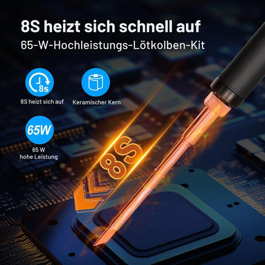 Prenosni USB električni spajkalnik 65W z OLED zaslonom, 5 konic + pribor - 180-450°C