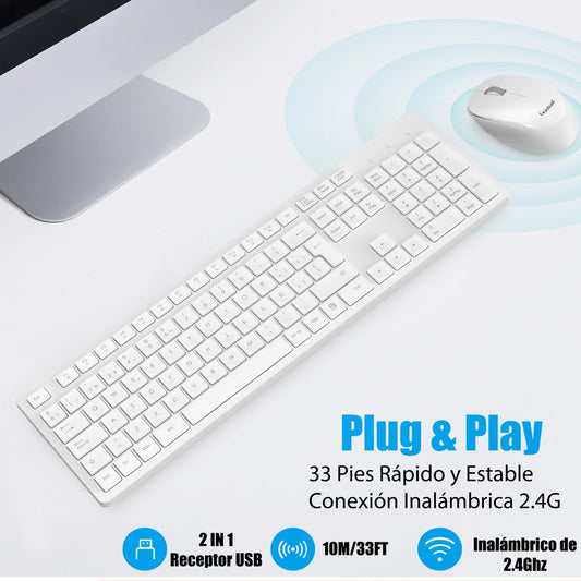 LeadsaIL brezžična tipkovnica + miška – 2.4G, tihi klik, numerična tipkovnica