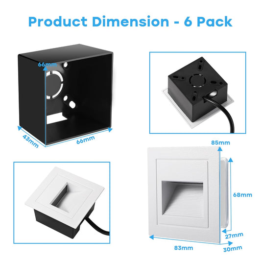 6x LETLIT vgradne LED stopniščne luči 3W – 4000K, 300lm (bela)
