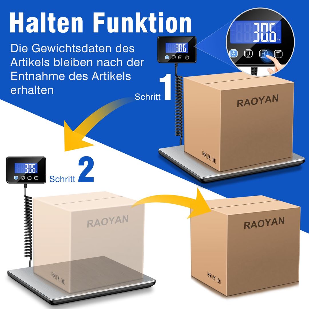 Elektronska paketna tehtnica do 300 kg z LCD zaslonom – USB polnjenje