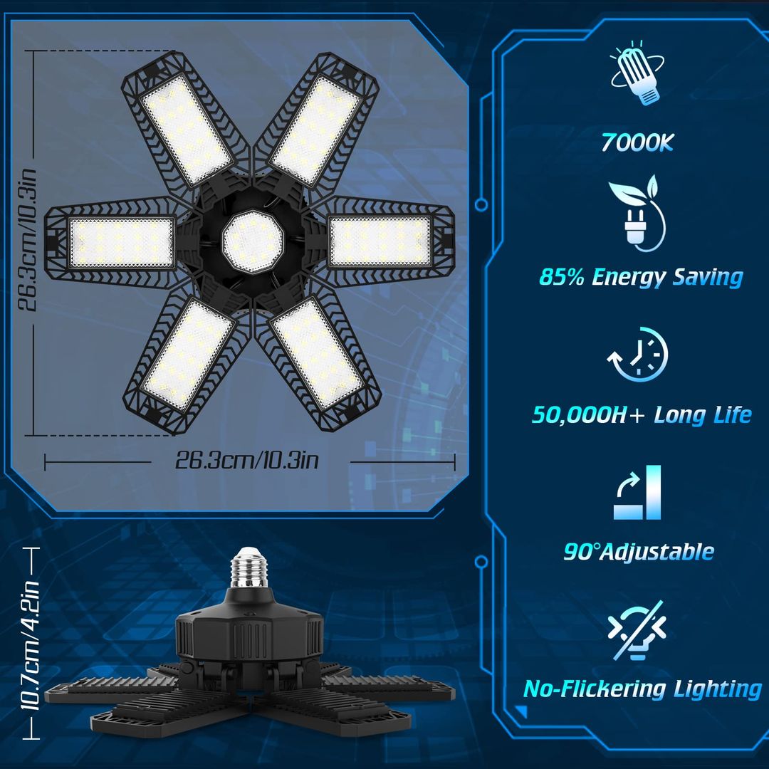 TASINUO LED garažna svetilka 185W, E27, 7000K - 6 kosov