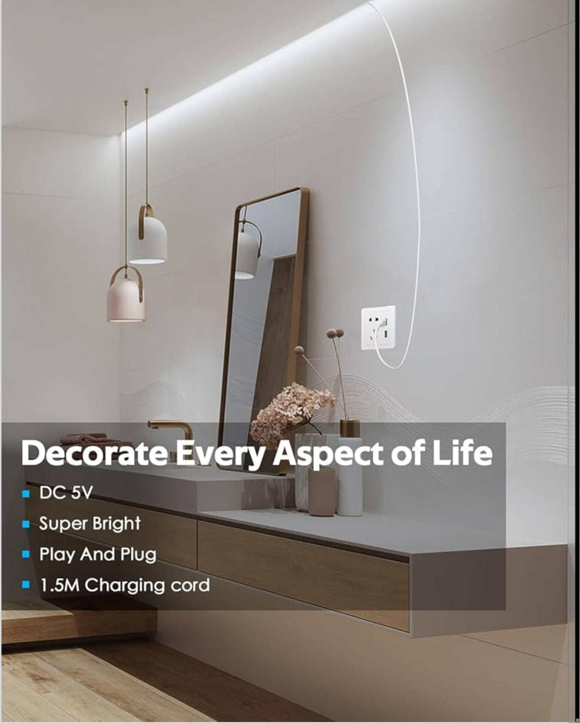 USB COB LED trak – 3 m, 6000K (hladno bela), z zatemnjevanjem