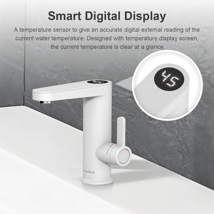 BRIWELLNA električna pipa z grelcem vode in digitalnim prikazom temperature (bela)