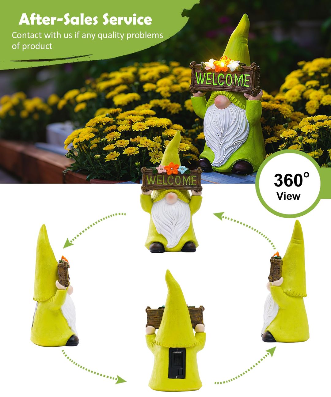 Solarna vrtna figura palčka z LED lučmi