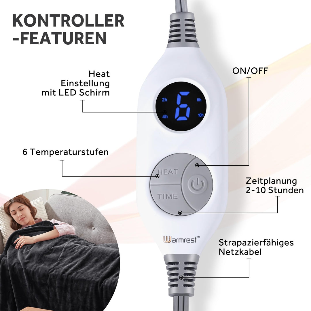 Električna grelna odeja 130×160 cm – 6 stopenj, samodejni izklop