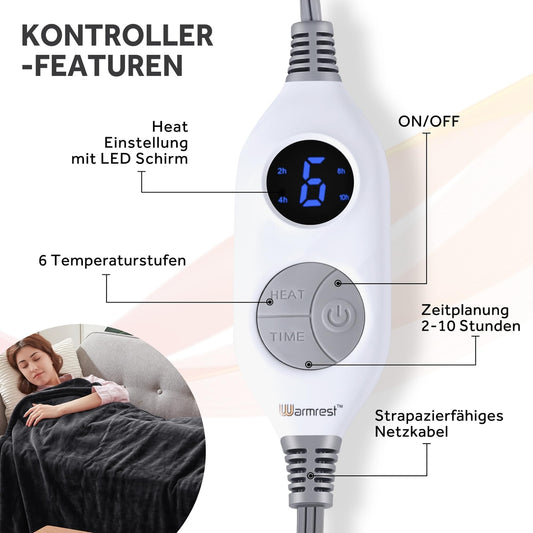 Električna grelna odeja 130×160 cm – 6 stopenj, samodejni izklop