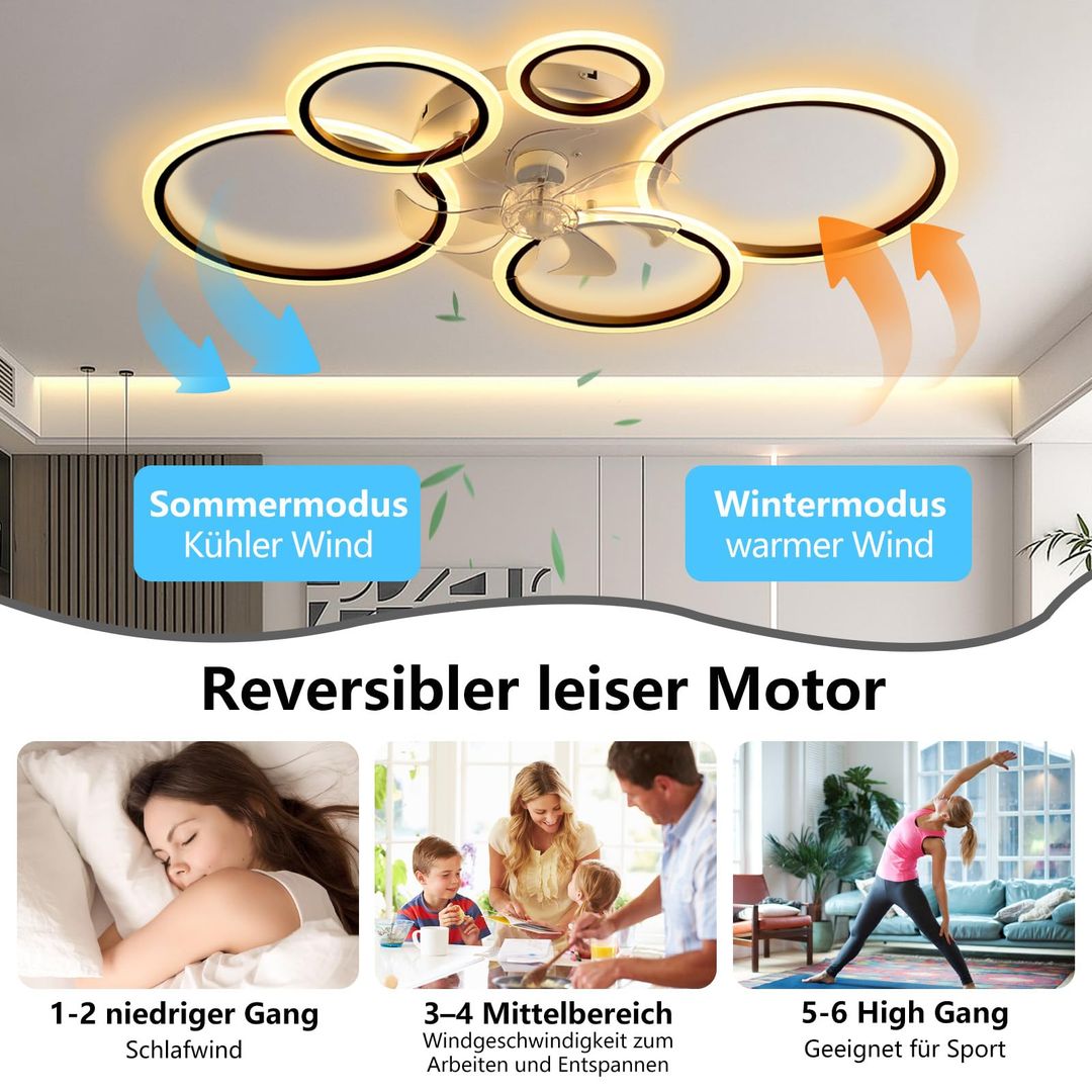 LED stropni ventilator z lučjo 80W, 100 cm - črn