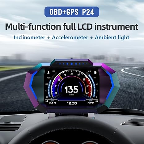 📟 Večfunkcijski LCD OBD+GPS merilnik P24 – napreden prikaz voznih podatkov