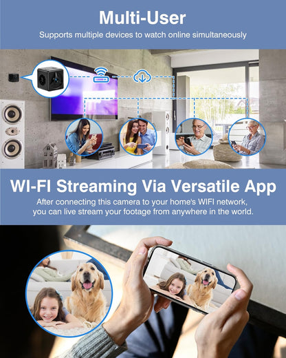 KIMTAR mini 2K WiFi kamera – brezžična, magnetna z zaznavanjem gibanja