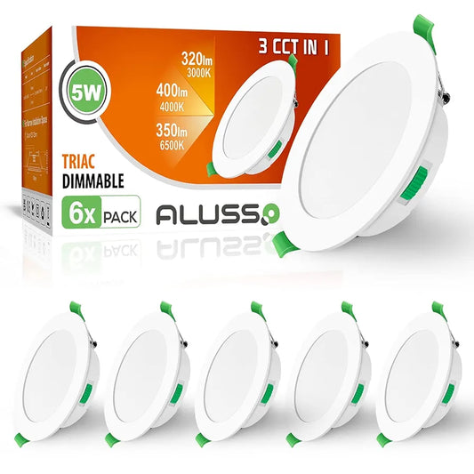 💡6x Alusso LED recessed light 5W (95mm) – white/black/nickel