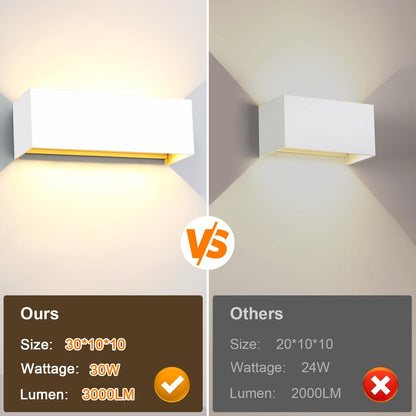 KLIGHTEN zunanja LED stenska svetilka 30W – bela, nastavljiv kot snopa, IP65, 3000K, aluminij