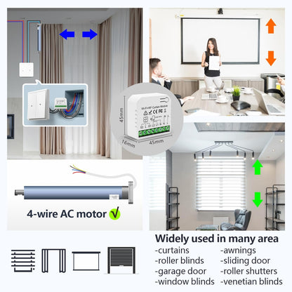 🪟 DieseRC WiFi + RF smart module for curtains/blinds – set of 5 pieces + remote control