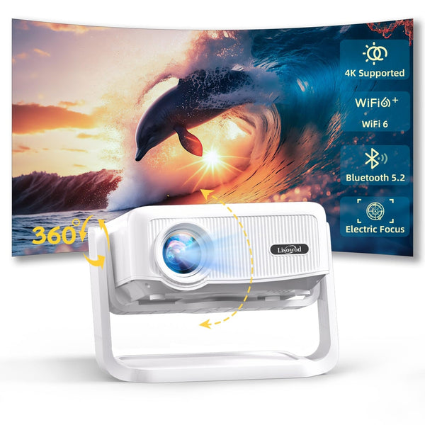 Projektor LISOWOD, 24.000lm, Full HD, 4K podpora, Wi-Fi 6, elektronski zoom, slika do 300', garancija - naklikaj.si