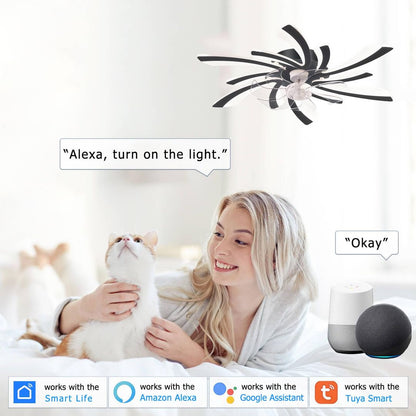 Stropni ventilator Chandelier 72W, 78 cm, Wifi, daljinec – črn